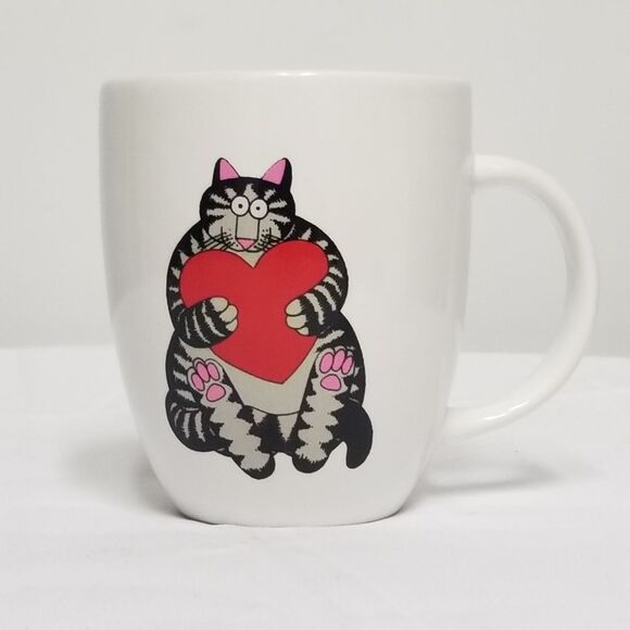 😻 Unique Kliban Styled Cat Mug - Gifts for Cat Lovers White Porcelain Mug - Picture 3 of 5